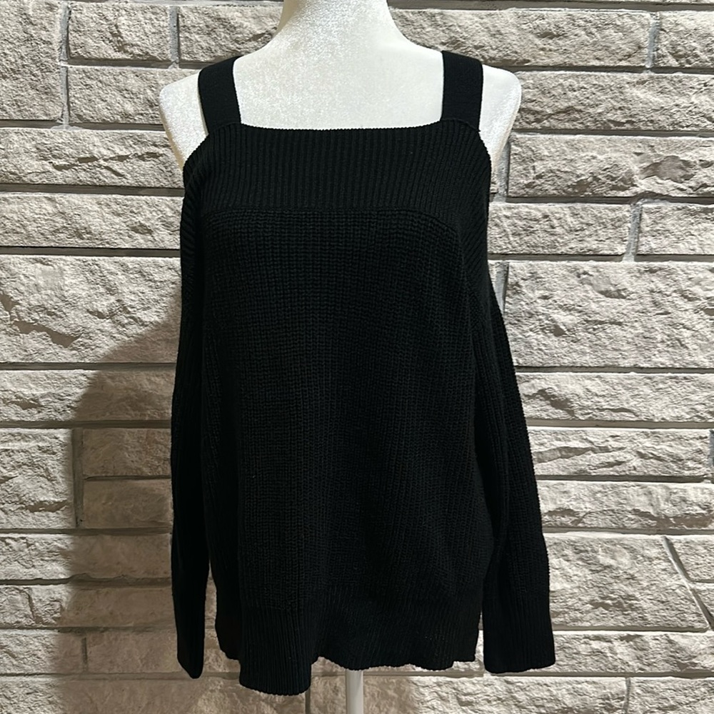 Sanctuary cutout shoulder black sweater